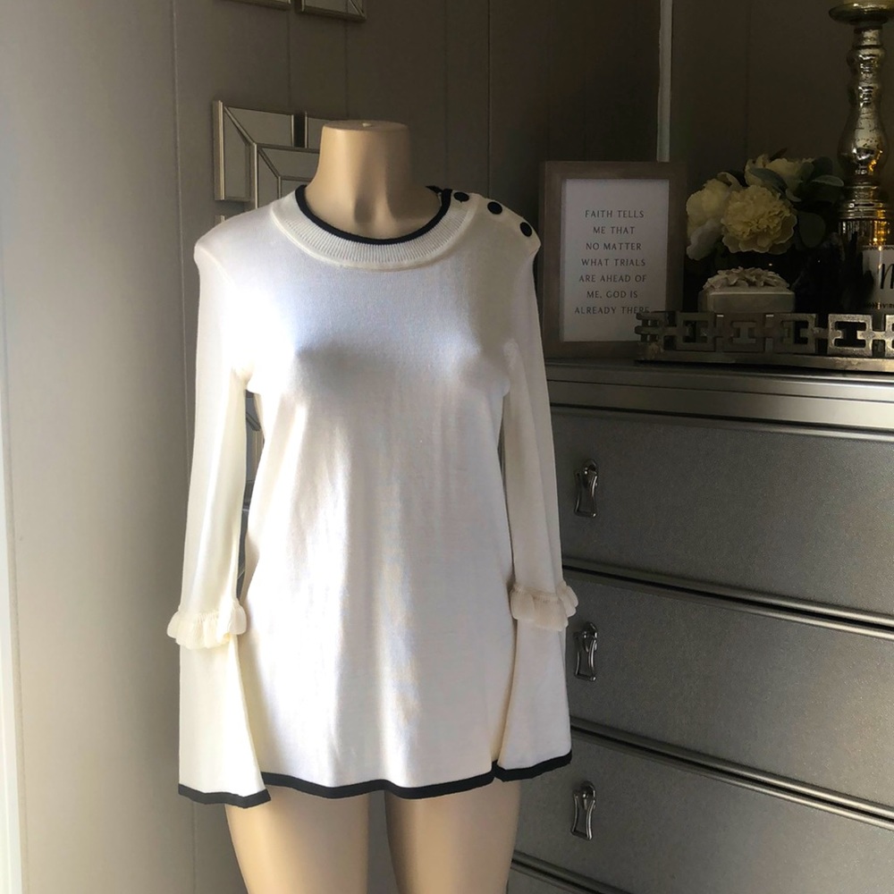 Karl Lagerfeld Knit Bell Sleeve Knit Tunic Sweater